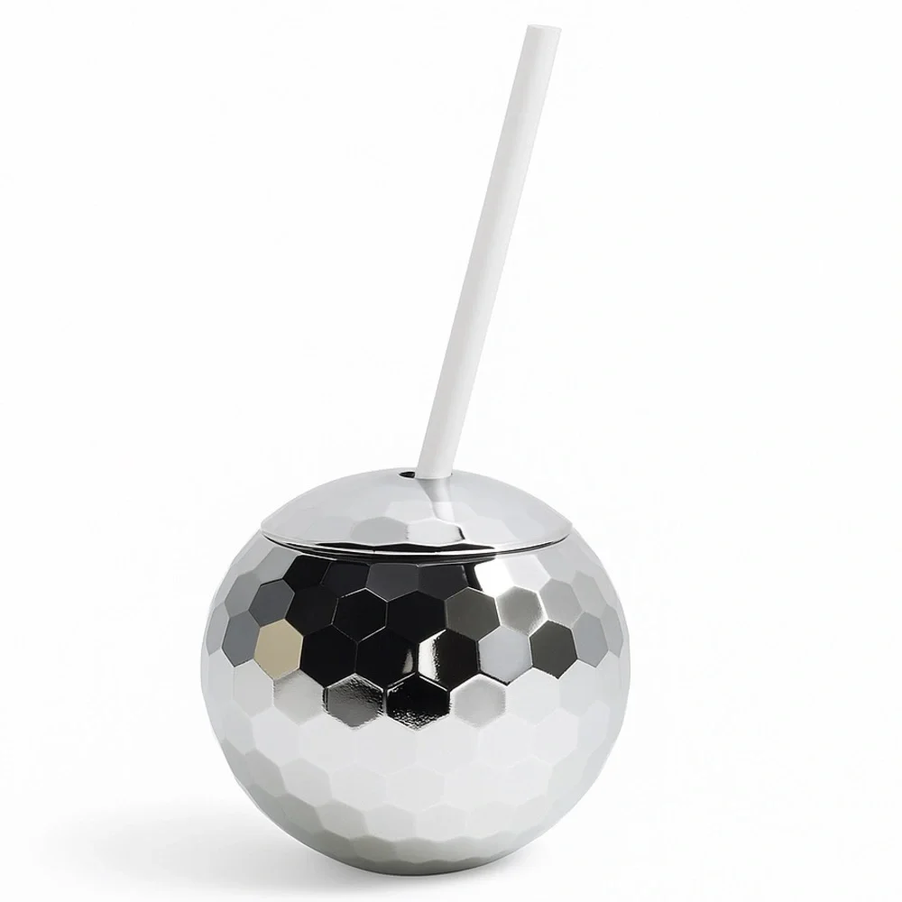 Silver Disco Ball Tumbler Cup 19oz NYE Party Drinkware